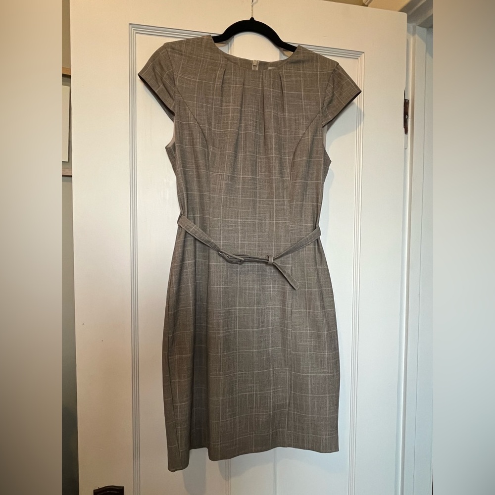 H&M Brown Plaid Knee Length Dress